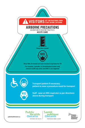 Standardized Infection Prevention and Control caution signage card for hospitals.